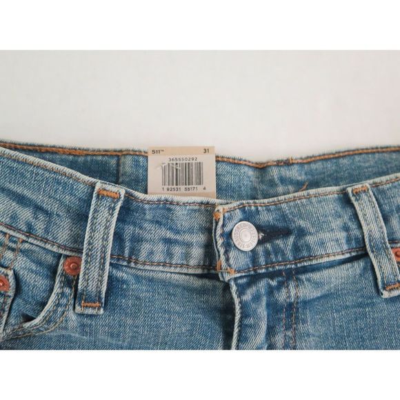 Levi's 511 Men’s Sz 31 Light Blue Denim Slim Stretch Cut Off Style Shorts - Picture 3 of 8